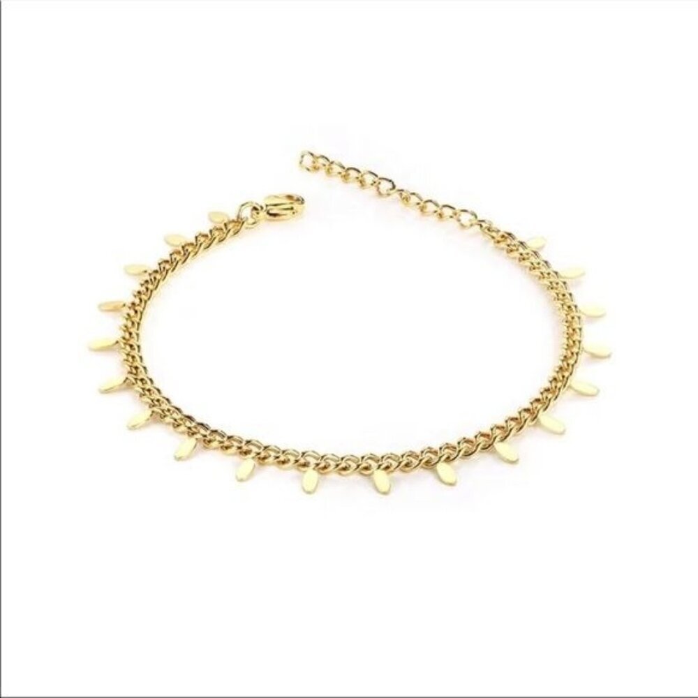 14K gold plated Cuban link stainless steel bracelet 16cm and 3cm extender - Picture 5 of 5